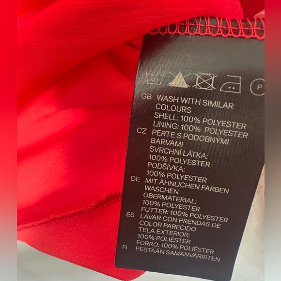 Red Pink Chiffon Ruffled Tiered Strapless Short Dress, size 6 - Picture 8 of 10